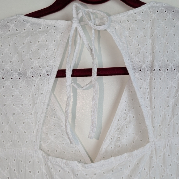NWOT Zara White Eyelet Ruffle Mini Dress Whimsy CottageCore Beach Coquette - Picture 10 of 14